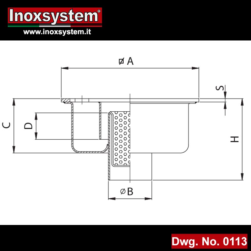 Dwg of standard and lowered floor drain with vertical outlet pipe