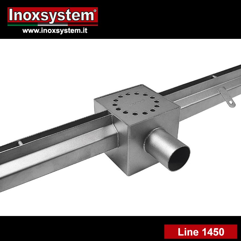 line 1450 Heel-proof slot channel with central vertical edges and odor trap in stainless steel