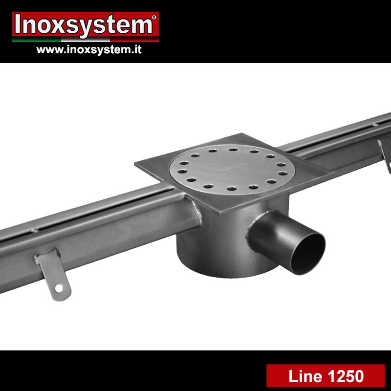 line 1250 Heel-proof slot channel with siphoned floor drain in stainless steel