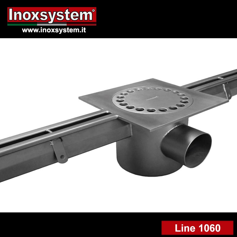line 1060 Standard slot channel with standard floor drain in stainless steel