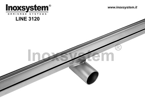 Italia IDrain linear drain with two side slots, tile insert cover and direct outlet without odor trap