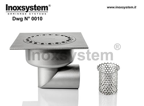 Stainless steel standard and lowered floor drains horizontal outlet, removable filter basket after siphoning