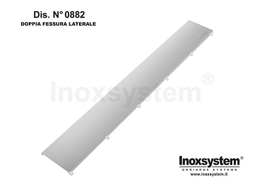 Bent sheet metal with two heelsafe side-slots, satin finish, thk. 3 mm, with side supports in stainless steel