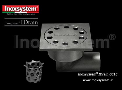 Completely inspectable floor drain with vertical outlet, odor trap and solid cover in stainless steel