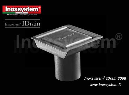 Floor drain with vertical outlet, satin finish cover and perimeter slot, with odor trap and filter in stainless steel