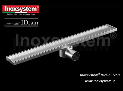 Linear drain with odor trap and removable tile insert grating with two side slots LINE 3260