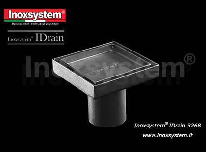 Floor drain with vertical outlet with odor trap, removable tile insert cover with perimeter slot, without edges in stainless steel