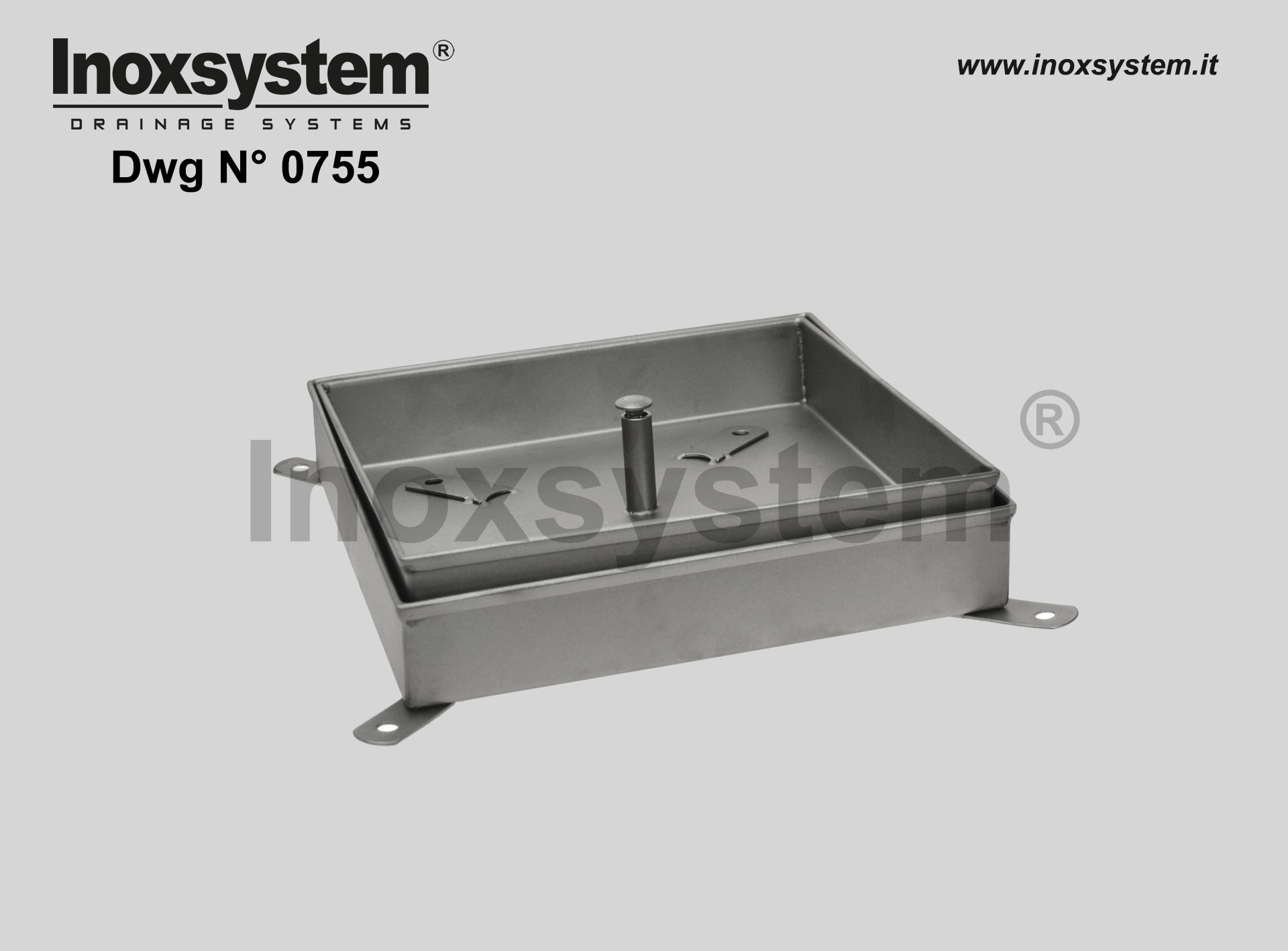 Inspection recessed manhole with sub-frame in stainless steel medium series