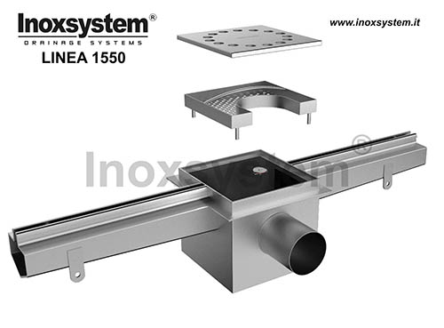 Slot channels wide lateral slot with odor trap in stainless steel